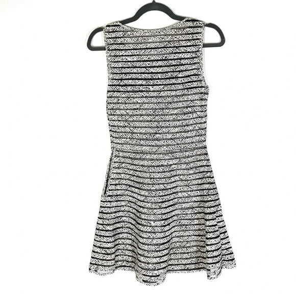 Parker Mesh Ribbed Fit and Flare Silk Lined Mini Dress White Black Size XS - Picture 9 of 9
